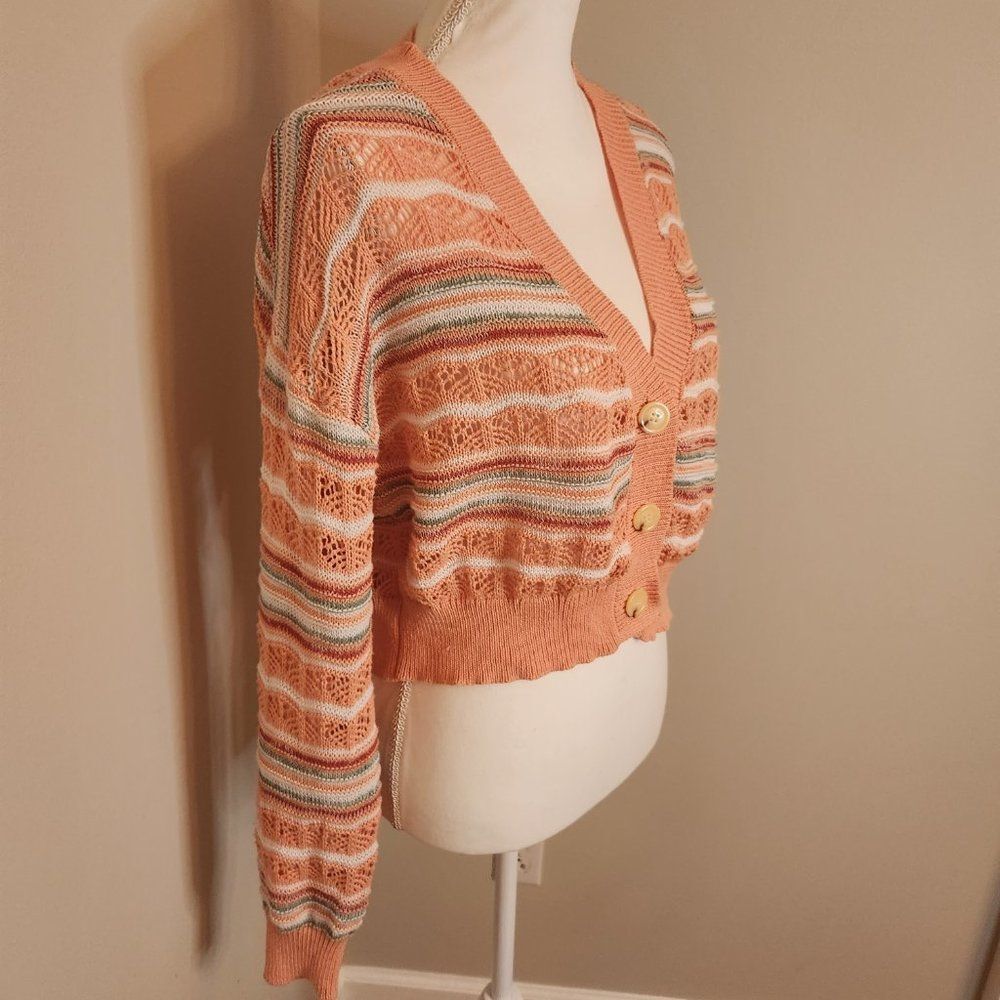 Major Label Group Cropped Striped Cardigan - Picture 2 of 8